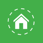 white vector image of a house being protected on a green background